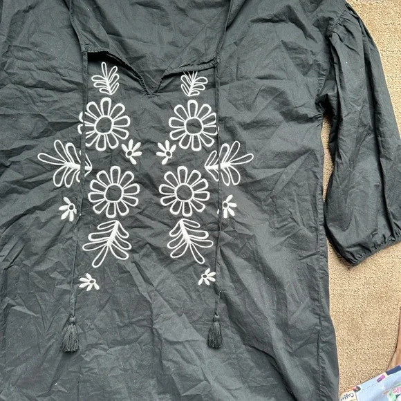 J Crew Black Dress Beach Embroidered - Picture 3 of 5